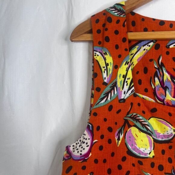 OPT Two Piece Linen Blend Set Top & Shorts Hawaiian Floral Polka Dot Print S/M* - Picture 6 of 15